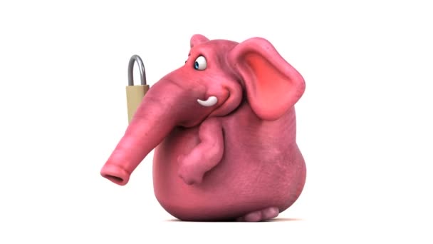 Elefant Lustige Zeichentrickfigur Mit Vorhängeschloss Animation — Stockvideo