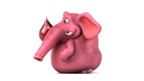 Funny Elephant Holding Drop Animation — Stock Video