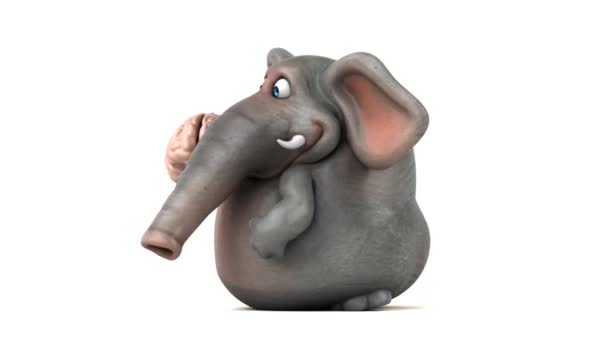 Elefante Personaje Dibujos Animados Que Sostiene Cerebro Animación — Vídeos de Stock