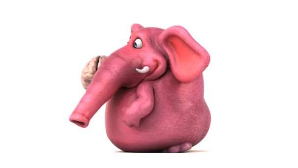 Elephant Cartoon Character Holding Brain Animation — Stock Video