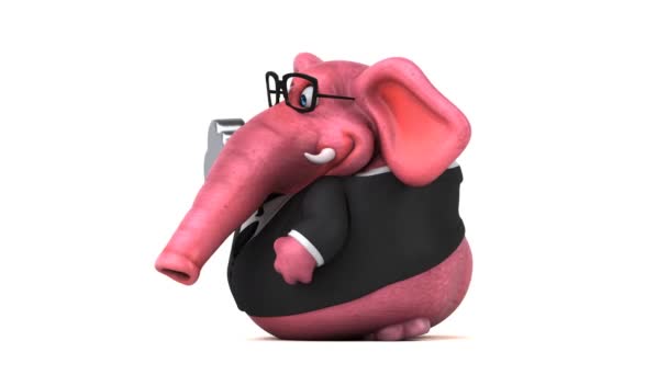Elefante Personagem Engraçado Dos Desenhos Animados Segurando Nuvem — Vídeo de Stock