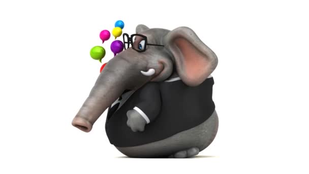 Elefante Personaggio Dei Cartoni Animati Con Bolle Animazione — Video Stock