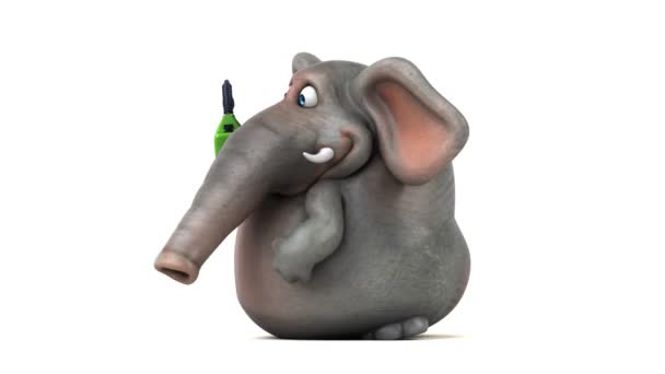 Elefante Engraçado Segurando Óleo Animação — Vídeo de Stock
