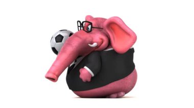 fil komik çizgi film karakteri ile topu - 3d animasyon 