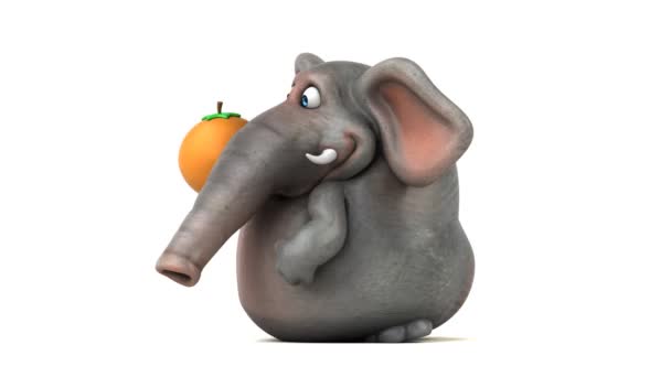 Spaß Elefant Mit Orange Animation — Stockvideo