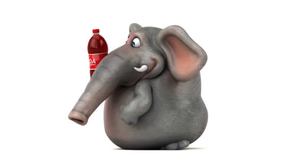 Kul Elefant Holding Soda Animation — Stockvideo
