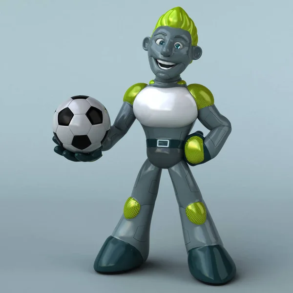 Зеленый Робот Мячом Иллюстрация — стоковое фото