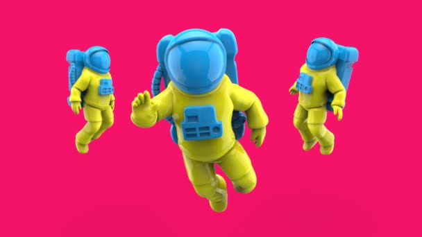 Flying Astronauts - 3D animation — Stock Footage Flying Astronauts Animation Royalty Free Stock Video