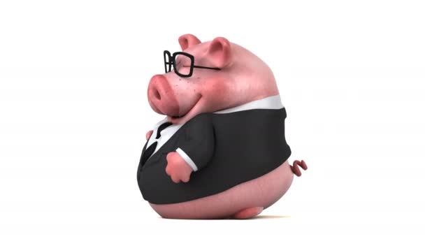 Divertido Personaje Dibujos Animados Cerdo Animación — Vídeo de stock
