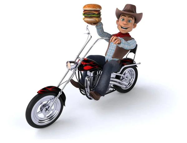 Hamburger Ile Fun Cowboy Llüstrasyon — Stok fotoğraf