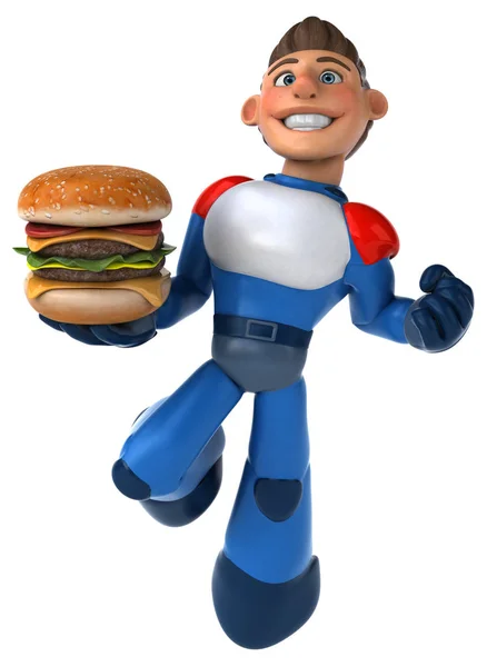 Super Modern Superhero Hamburger Illustration — Stock Photo, Image