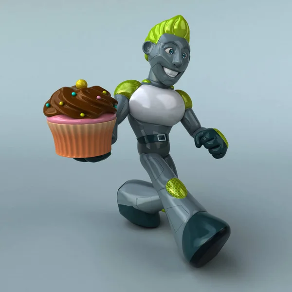 Funny Cartoon Character Cupcake Illustration — Stock Photo, Image