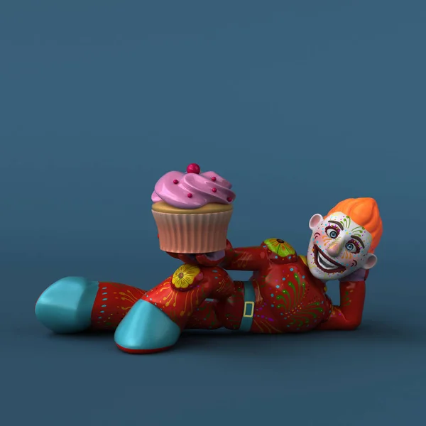 Divertido Personaje Dibujos Animados Con Cupcake Ilustración —  Fotos de Stock
