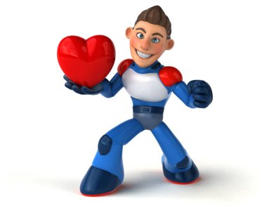 komik çizgi film karakteri ile kalp - 3d çizim