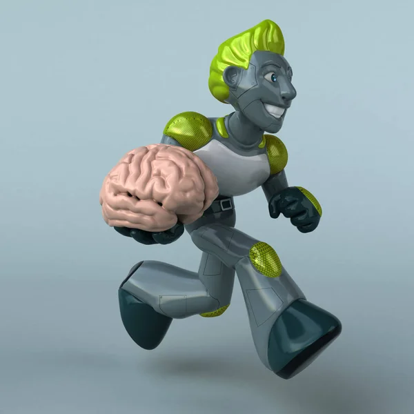 Funny Cartoon Character Brain Illustration — Stock Photo, Image