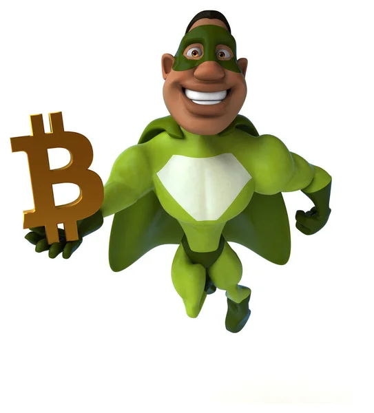 Vicces Rajzfilm Karakter Bitcoin Illusztráció — Stock Fotó