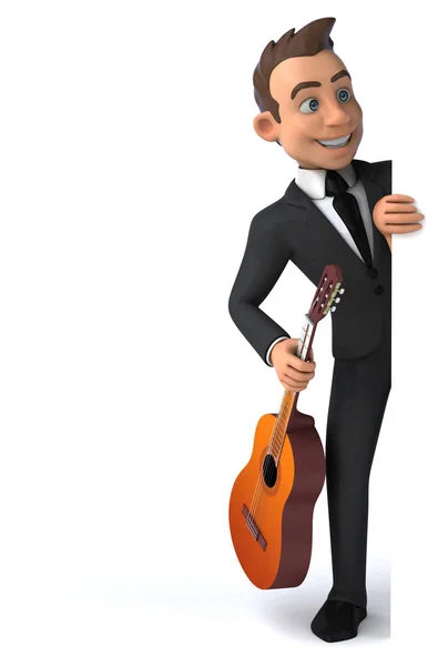 Lustige Cartoon Figur Mit Gitarre Illustration — Stockfoto