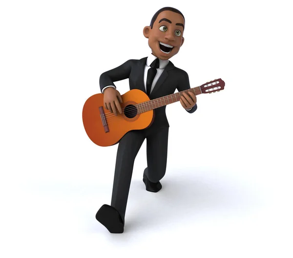 Lustige Cartoon Figur Mit Gitarre Illustration — Stockfoto