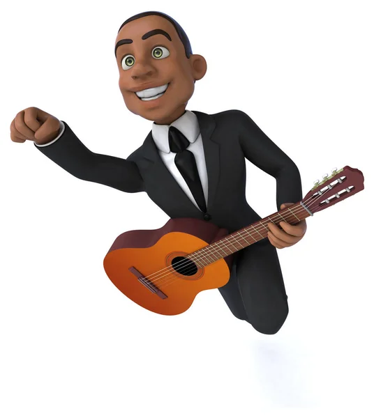 Lustige Cartoon Figur Mit Gitarre Illustration — Stockfoto