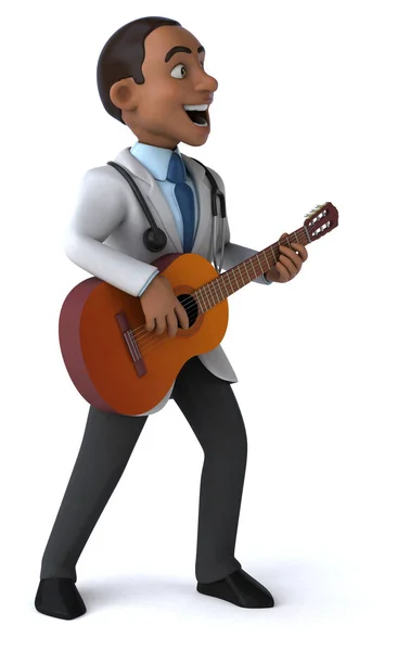 Lustige Cartoon Figur Mit Gitarre Illustration — Stockfoto