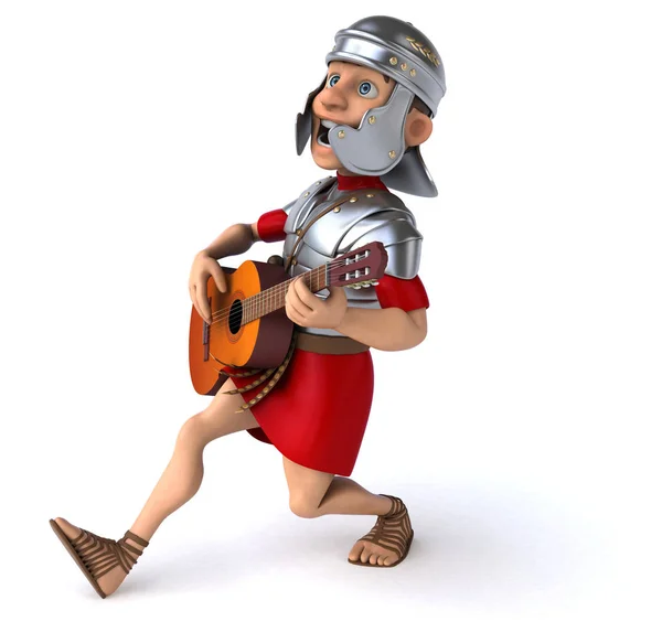 ギターで面白い漫画のキャラクター 3Dイラスト — ストック写真