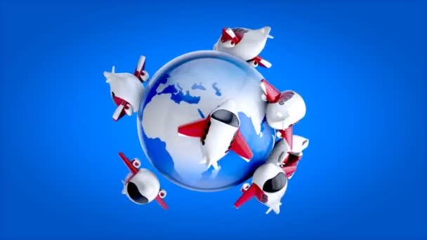 Japan Flygplan Runt Världen Animation — Stockvideo