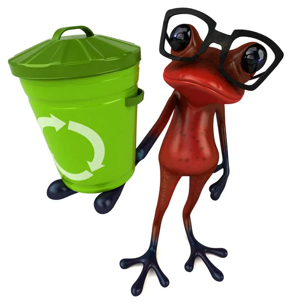Fun Red Frog Bin Illustration — Stock Photo, Image