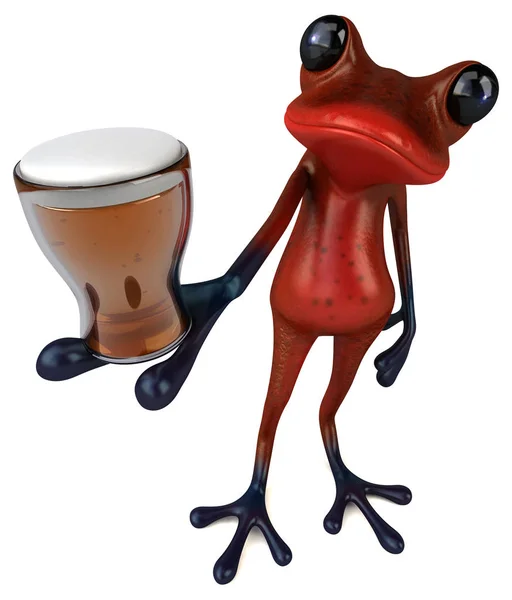 Personagem Desenho Animado Engraçado Com Cerveja Ilustração — Fotografia de Stock