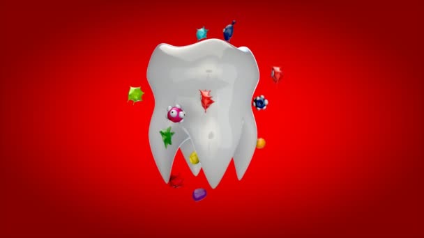 Зуб Медична Іконка Частинками Анімація — стокове відео