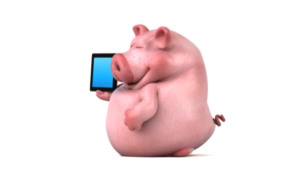 Lustige Schweinehaltetablette Animation — Stockvideo