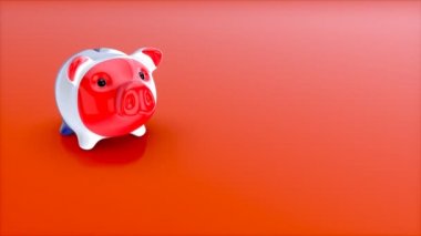 Fransa bayrağı ile Piggy banka - 3d animasyon  