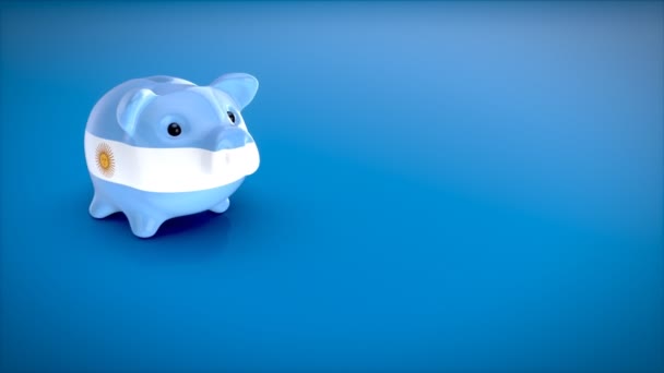 Piggy Bank Flag Argentina Animation — Stock Video