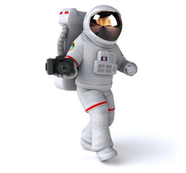 Eğlenceli çizgi film karakteri ile fotoğraf makinesi - 3d çizim 