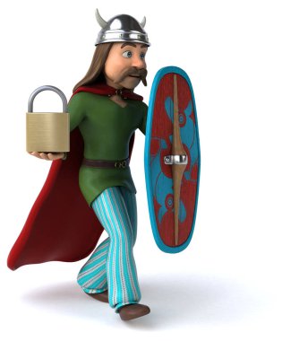 Kilit - 3d çizim ile eğlenceli çizgi film karakteri