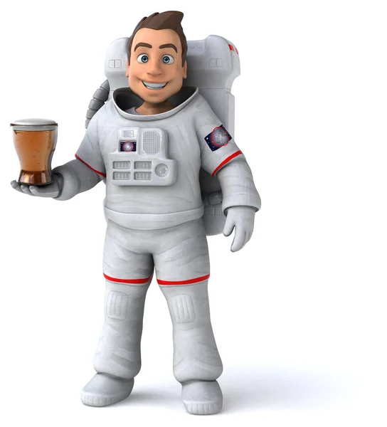 Spaß Cartoon Figur Mit Bier Illustration — Stockfoto