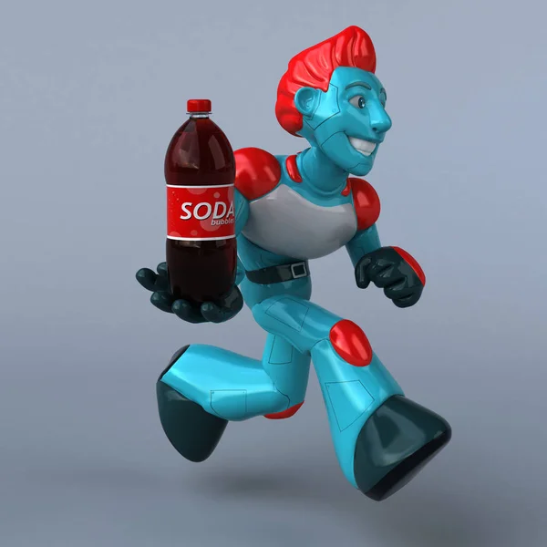 Rolig Tecknad Figur Med Soda Illustration — Stockfoto