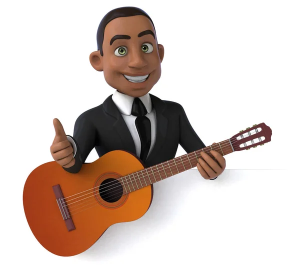 Spaß Cartoon Figur Mit Gitarre Illustration — Stockfoto