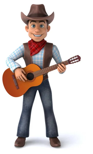 Fun Cowboy Met Gitaar Illustratie — Stockfoto