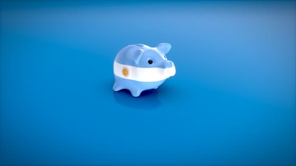 Piggy Bank Zászló Argentína Animáció — Stock videók