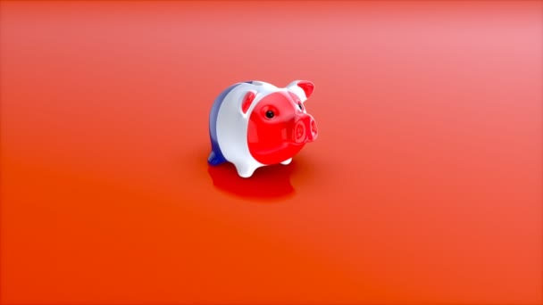 Fransa Bayrağı Ile Piggy Banka Animasyon — Stok video