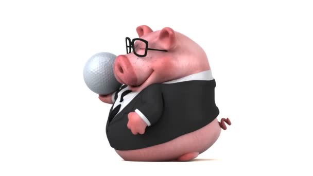 猪卡通人物与球 — 图库视频影像