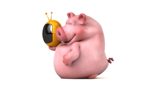 Conjunto Engraçado Porco Segurando Animação — Vídeo de Stock
