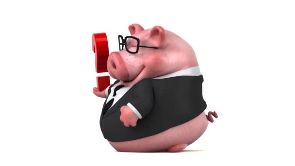 猪卡通人物与问题 — 图库视频影像