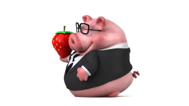 Porco Personagem Desenho Animado Morango Animação — Vídeo de Stock