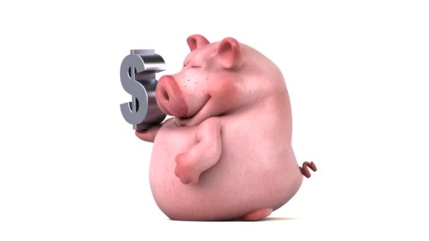 Funny Pig Dollar Sign Animation — Stock Video