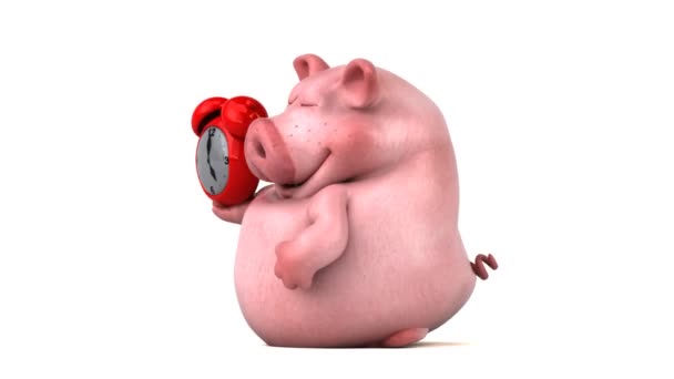 Porc Amuzant Ceas Deșteptător Animație — Videoclip de stoc