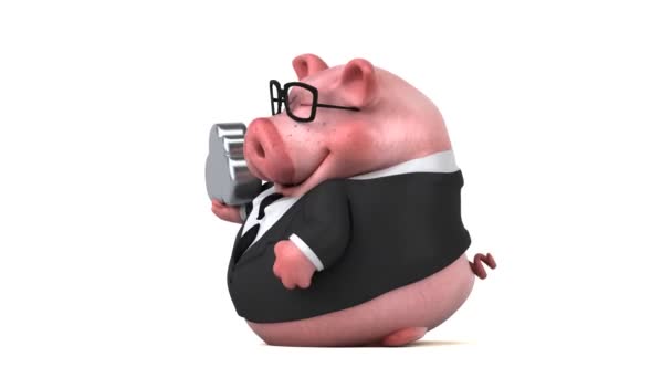 猪卡通人物云 3D动画 — 图库视频影像