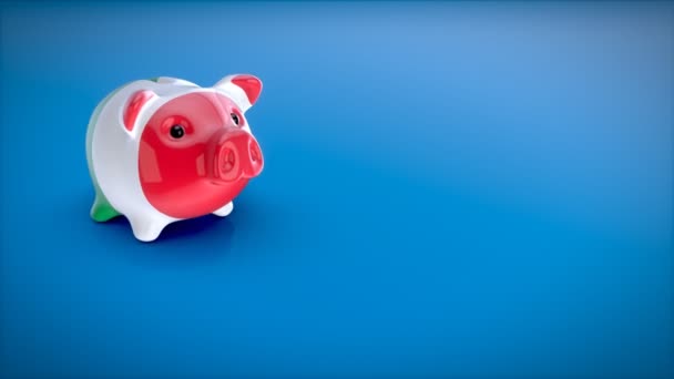 Piggy Bank Met Vlag Van Italië Animatie — Stockvideo