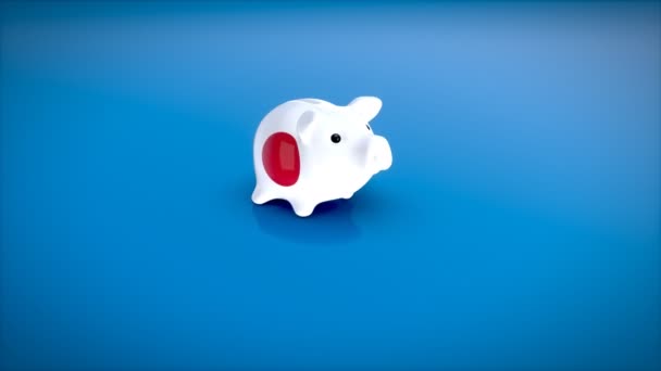 Piggy Bank Japán Zászlóval Animáció — Stock videók