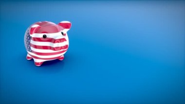 Abd bayrağı ile Piggy banka - 3d animasyon  